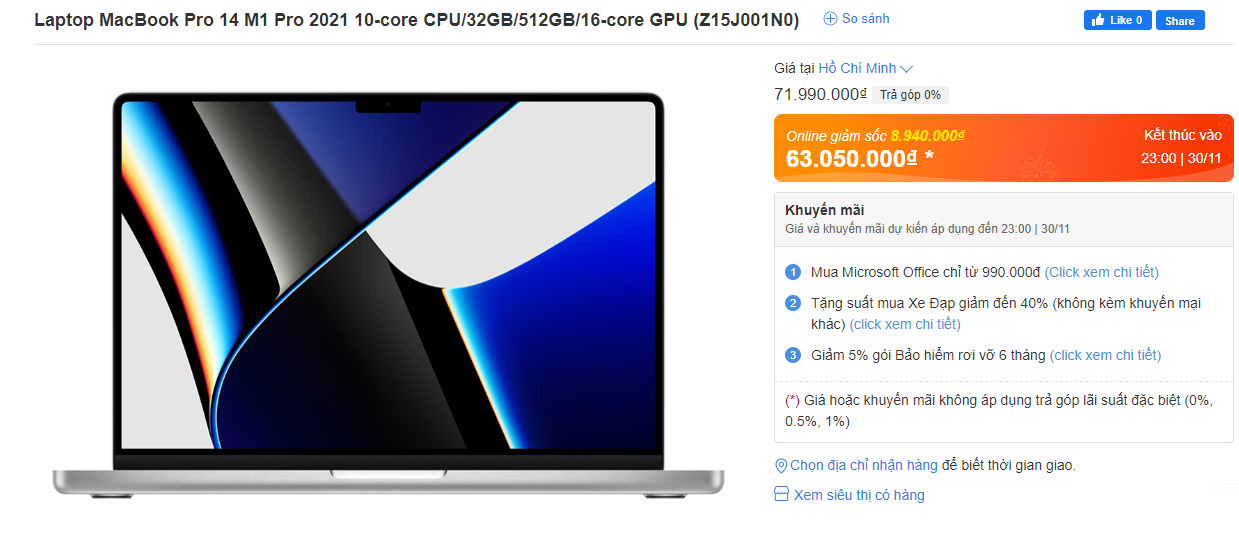 November MacBook price list: Up to 8.9 million VND - 2