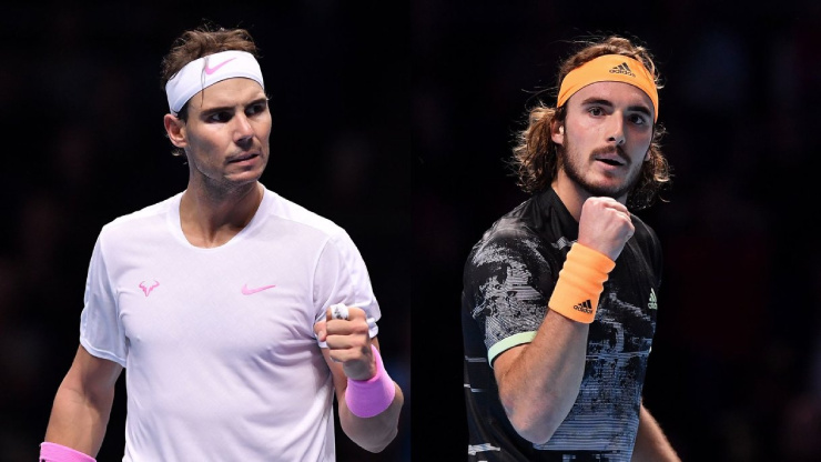 Nadal (trái) và Tsitsipas (phải) đua ngôi số 1 cuối năm 2022 ở ATP Finals