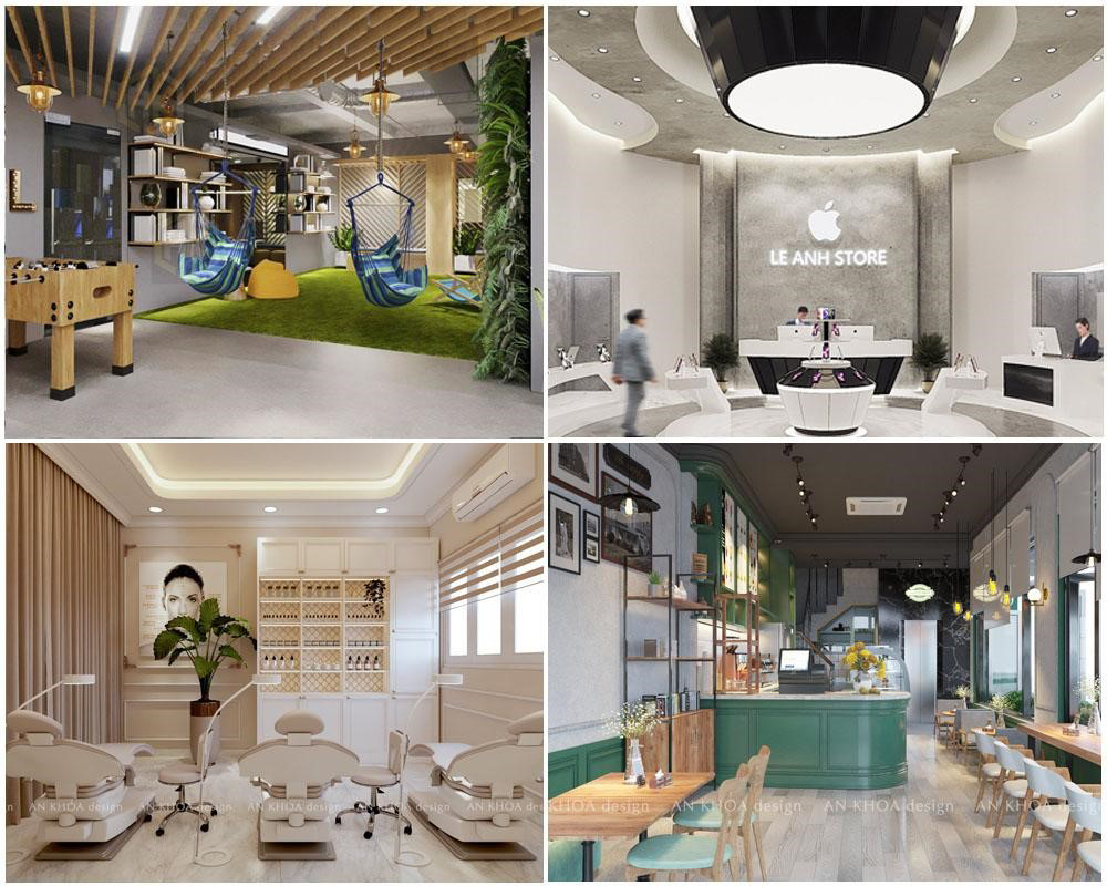 Công trình thiết kế nội thất văn phòng, showroom, cửa hàng cà phê, spa làm đẹp tại AnKhoa Design