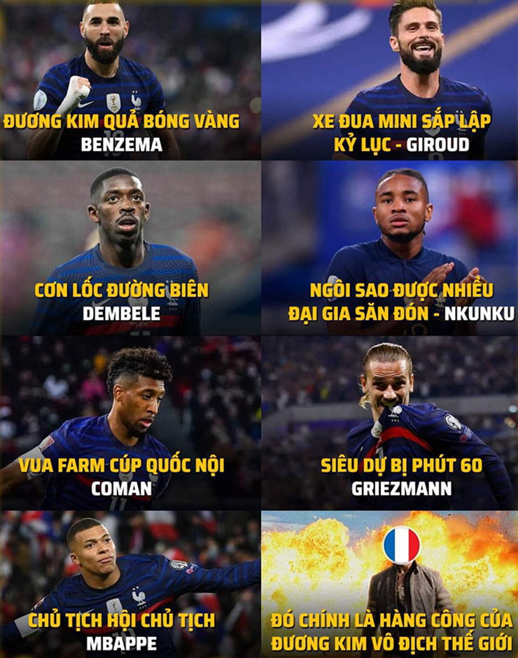 Hàng công của tuyển Pháp chinh chiến World Cup 2022.