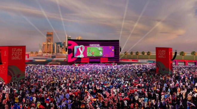 Bối cảnh một khu vực dành cho người hâm mộ tại World Cup 2022. Ảnh FIFA