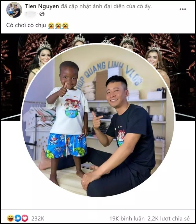 Thùy Tiên cập nhật ảnh của Quang Linh Vlogs và Lôi "Con" làm&nbsp;đại diện trang Facebook cá nhân&nbsp;