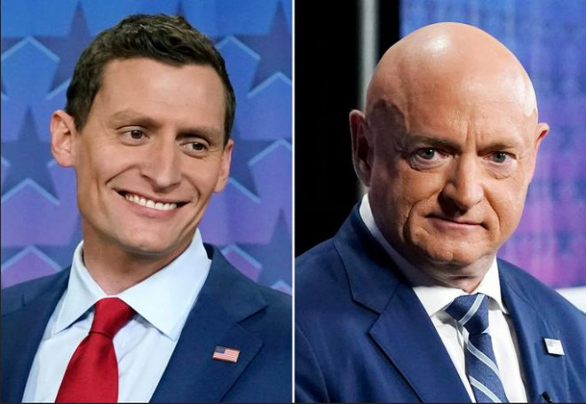 Hai ông Blake Masters (trái) và Mark Kelly. Ảnh: AP