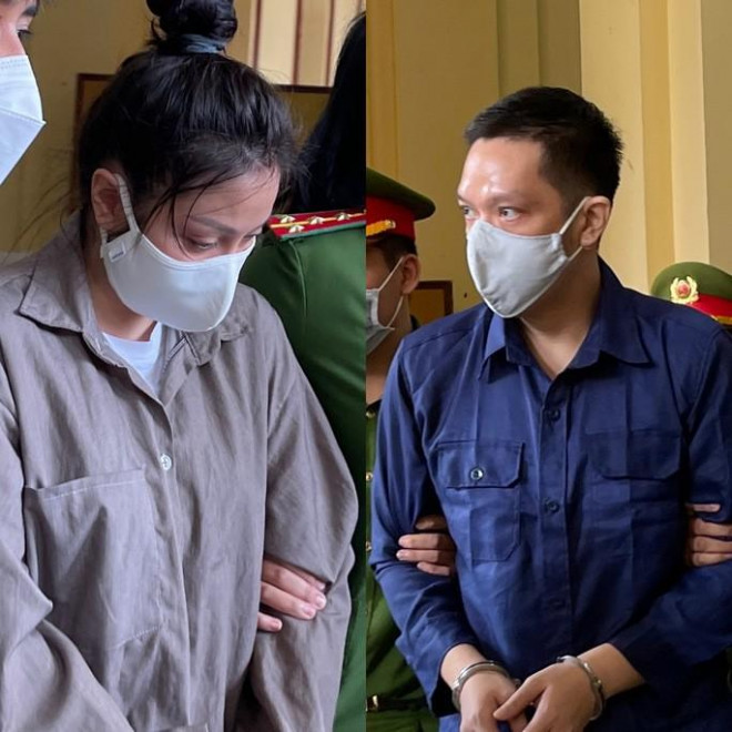 Nguyễn Võ Quỳnh Trang (27 tuổi, quê tỉnh Gia Lai) và Nguyễn Kim Trung Thái (37 tuổi, ngụ TP HCM; cha của nạn nhân) tại phiên xét xử trước đó.