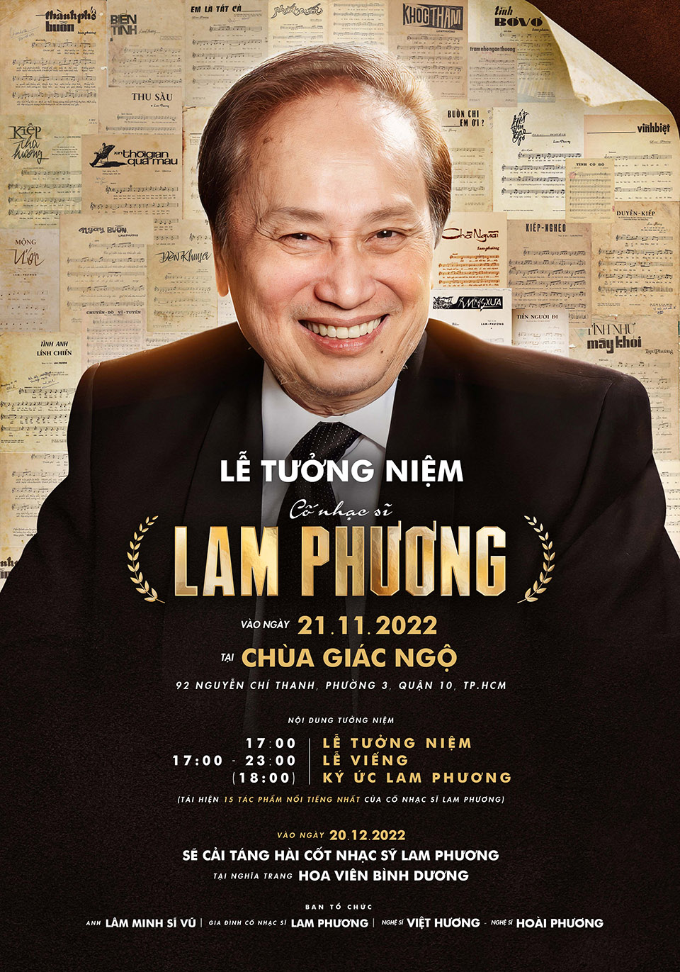 Lễ tưởng niệm nhạc sĩ Lam Phương được diễn ra tại chùa Giác Ngộ, TP.HCM