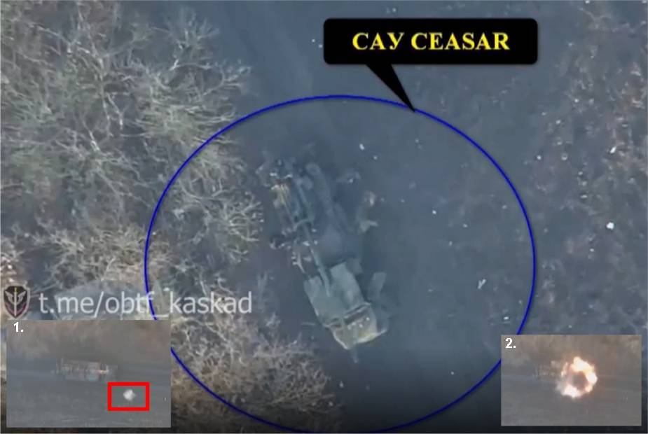 UAV Lancet lao thẳng vào pháo tự hành CAESAR trong xung đột ở Ukraine.