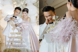 Đời sống Showbiz - Lễ cưới Hoa hậu Ngân Anh và chồng BTV: Chú rể bật khóc nói về "một nửa cuộc đời"