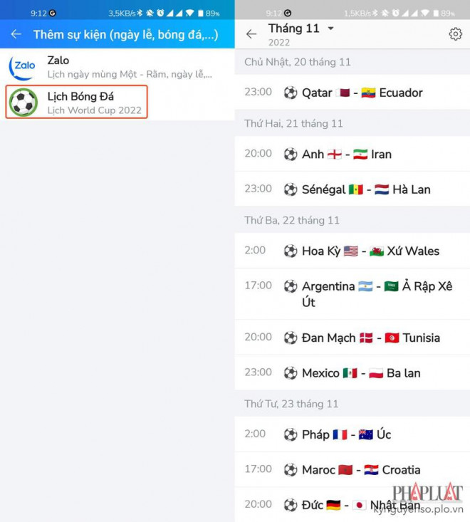 Cách thêm lịch thi đấu World Cup vào Zalo - 2