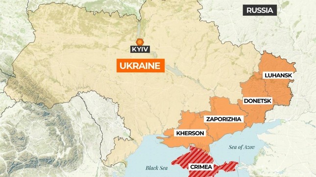 Bán đảo Crimea giáp Kherson. Đồ họa: Al Jazeera