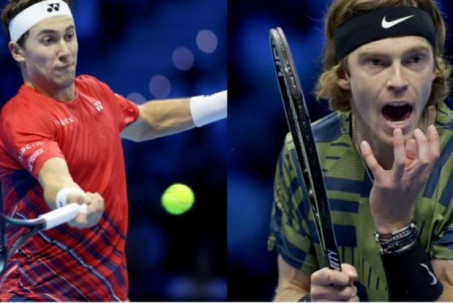 Video tennis Ruud - Rublev: Sức mạnh áp đảo, tranh cúp với Djokovic (Bán kết ATP Finals)