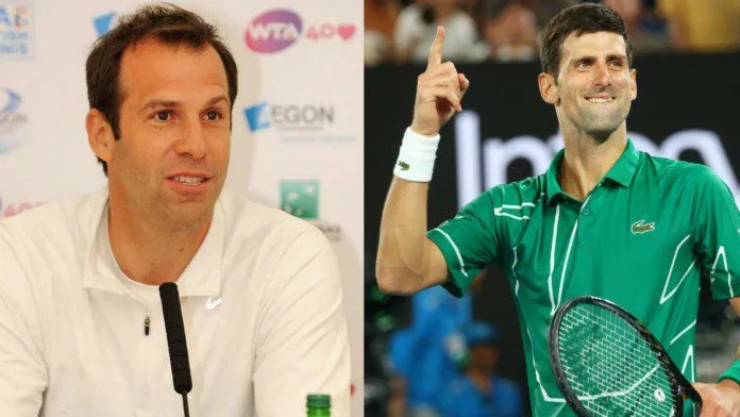 Rusedski (bên trái) tin Djokovic (bên phải) sẽ giành được 2 Grand Slam năm 2023 và kết thúc sự nghiệp với 25 danh hiệu lớn