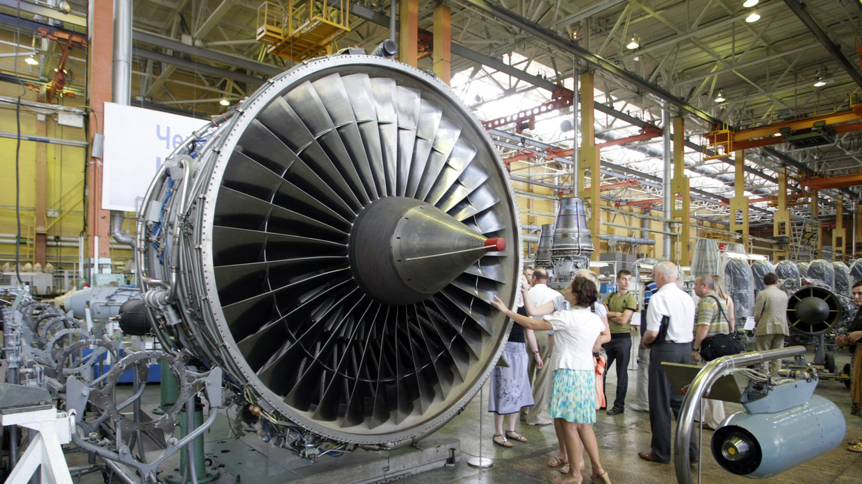 Động cơ máy bay được sản xuất tại một nhà máy của công ty Motor Sich ở Ukraine.