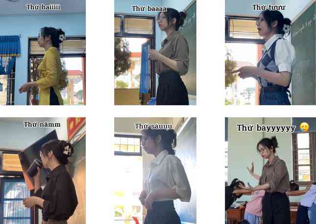 Bộ sưu tập trang phục đi dạy của cô giáo Gen Z vô cùng năng động và đa dạng. Ảnh: @he.lius