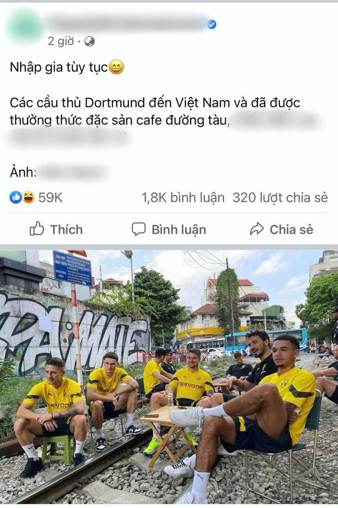 Hình ảnh một số cầu thủ của CLB Borussia Dortmund ngồi trên đường ray tàu hoả lan truyền trên mạng xã hội