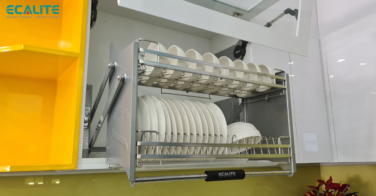 Kệ chén đĩa nâng hạ Ecalite