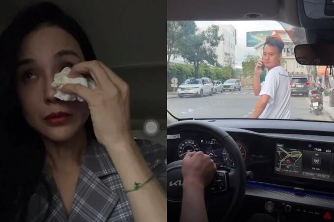 Diệp Lâm Anh bật khóc, nói hoảng sợ khi bị chồng chặn xe giữa đường