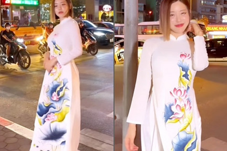 "DJ xinh nhất Hàn Quốc" thu hút ánh nhìn trên phố đêm Hà Nội với áo dài