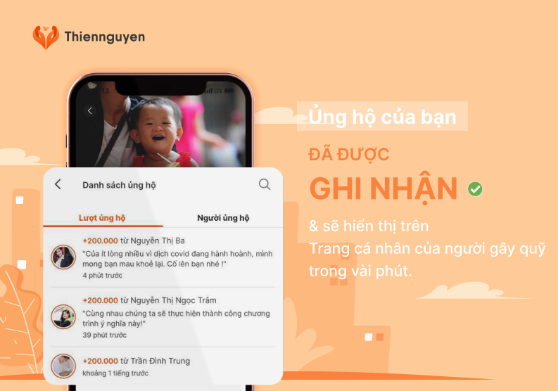Sao kê minh bạch và nhanh chóng theo thời gian thực tế trên App Thiện nguyện