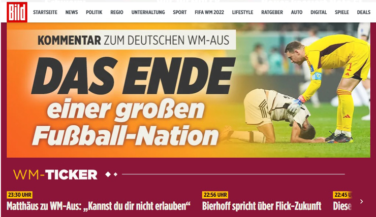 Tờ Bild gọi việc bị loại khỏi World Cup là sự chấm dứt của kỷ nguyên "ông lớn"