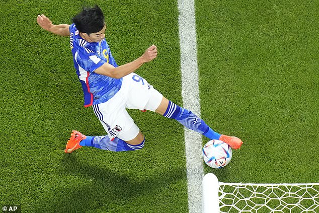 Người hâm mộ trên thế giới tranh cãi việc bóng đã ra khỏi sân hoàn toàn hay chưa trước khi cầu thủ Nhật Bản chuyền vào trong để đồng đội ghi bàn.