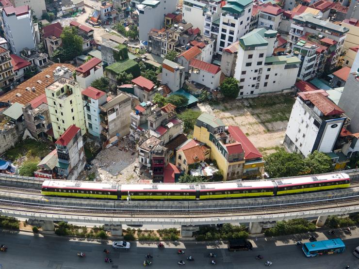 Tin tức trong ngày - Nhìn từ trên cao tuyến đường sắt đô thị Nhổn - Ga Hà Nội trước ngày chạy thử