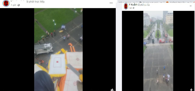 Người đàn ông phát livestream vụ việc từ trên cao. Ảnh:FBVHB.