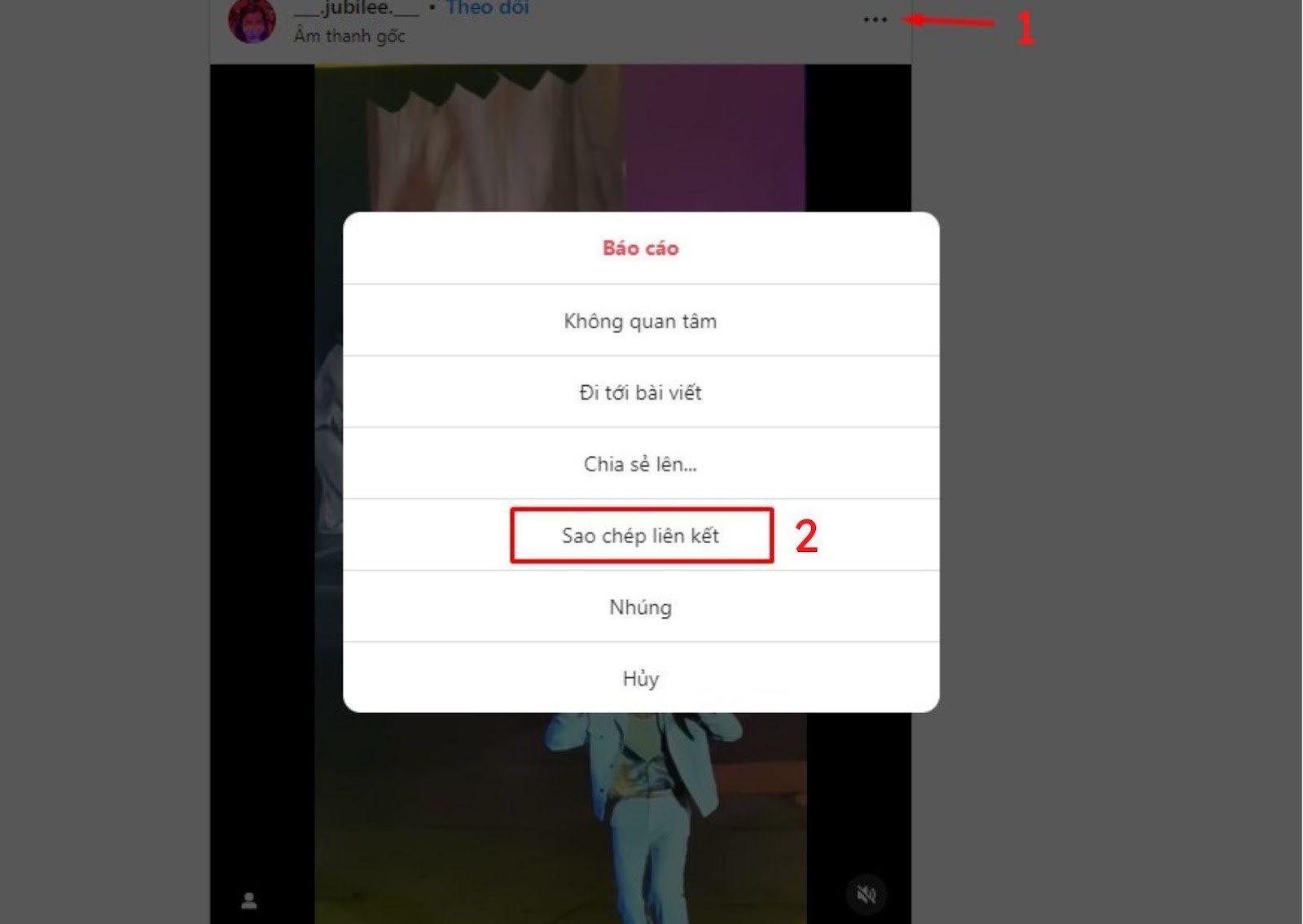 Các bước lấy link liên kết