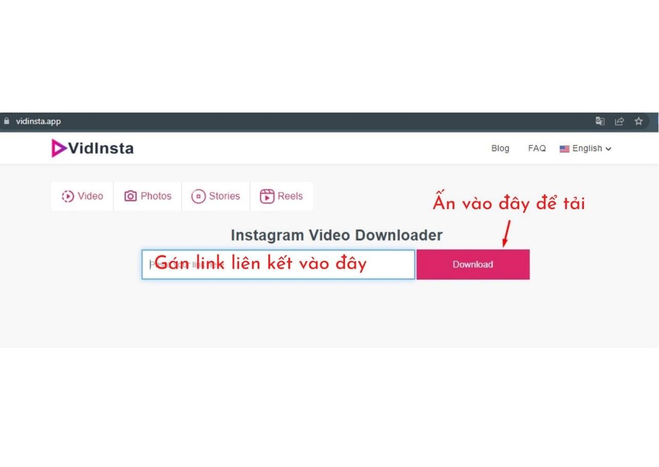 Mở công cụ Vidinsta để tải video
