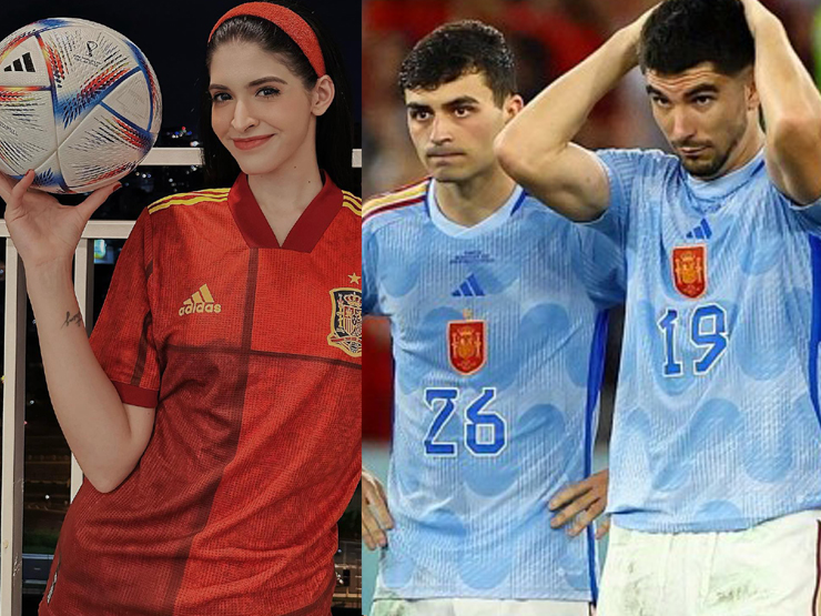 Đời sống Showbiz - Tây Ban Nha thua đau, hot girl quê nhà bật khóc, riêng rapper "Thu cuối" nói 1 câu "chết điếng"