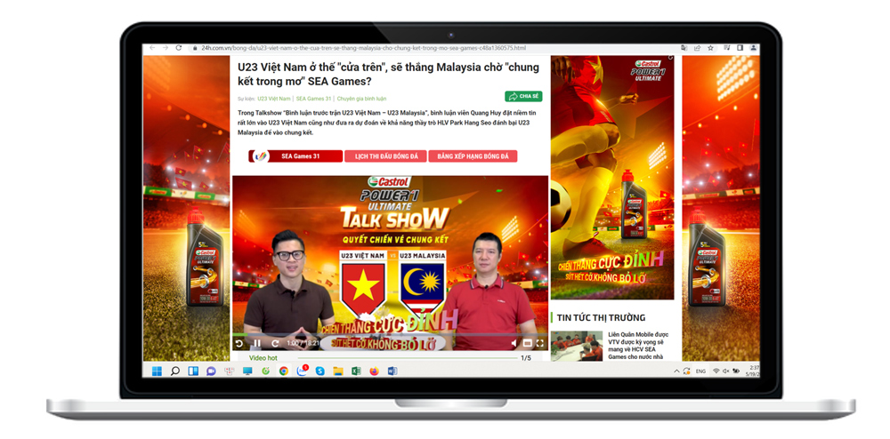Castrol Power1 tài trợ banner layout phủ talkshow tại sự kiện SEA Games 31