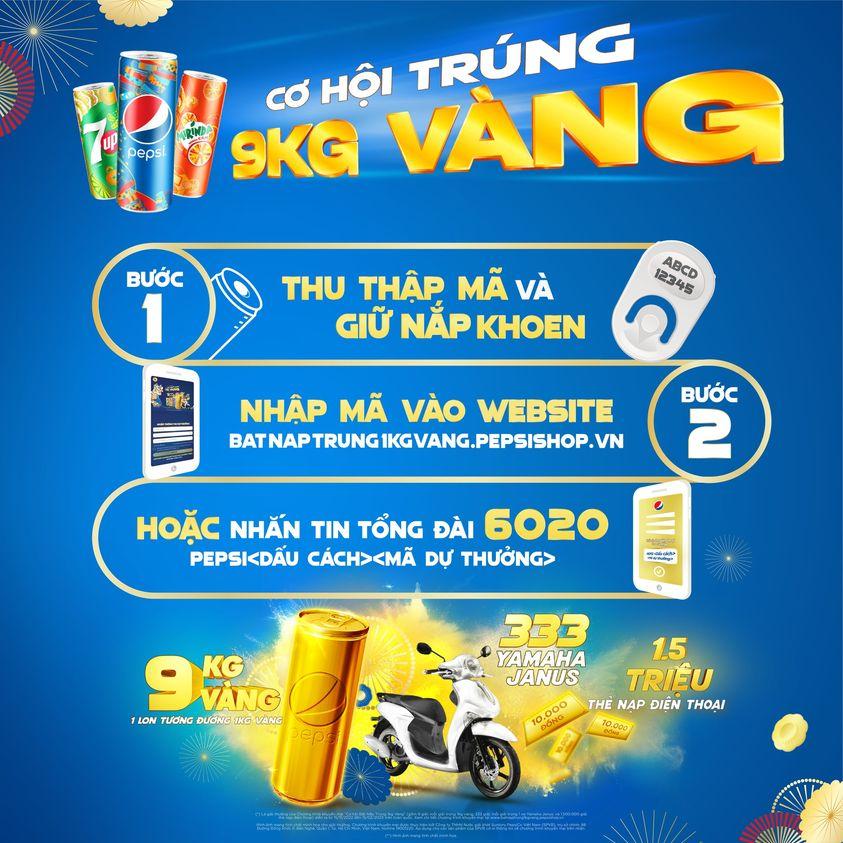 Chỉ với 2 bước thao tác đơn giản, khách hàng đã có thể tham gia quay số trúng thưởng trong chương trình khuyến mãi lớn nhất năm của Suntory PepsiCo Việt Nam.