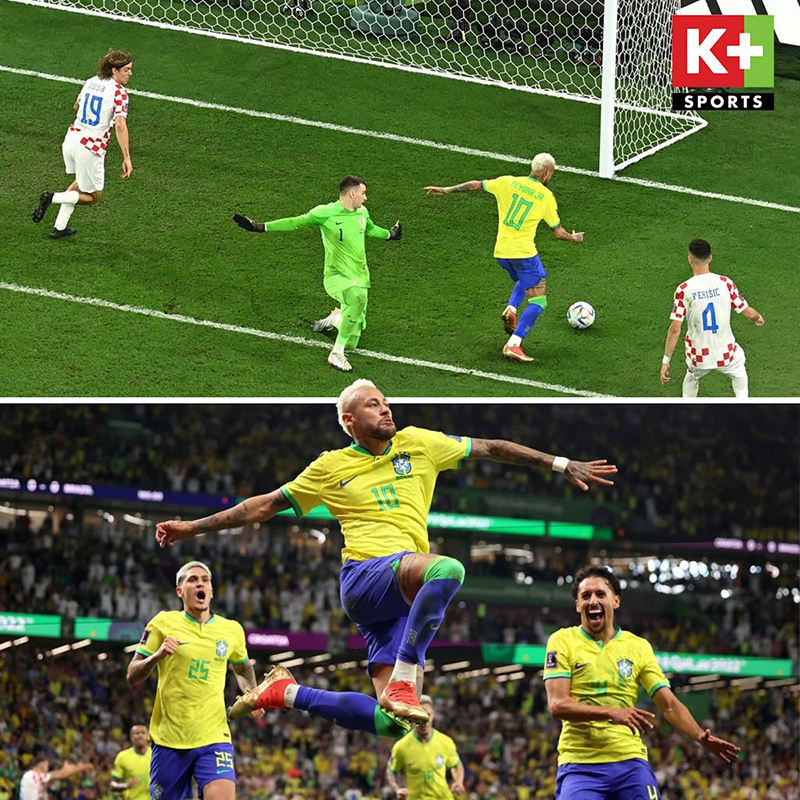 Neymar ghi bàn mở màn và cân bằng kỷ lục của vua bóng đá Pele nhưng không đủ để giúp Brazil đi tiếp