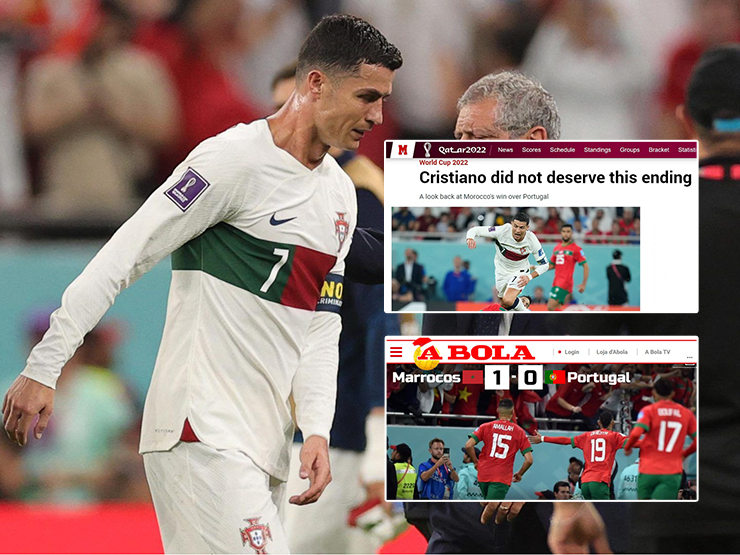 Bồ Đào Nha thua sốc: Báo chí tiếc cho Ronaldo, ca ngợi ”người nhện” Morocco