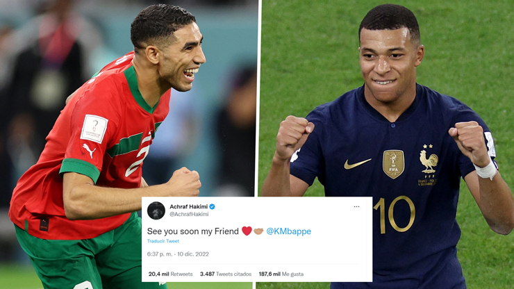 Hakimi gửi "chiến thư" tới bạn thân Mbappe ngay sau khi biết kết quả trận đấu giữa Pháp và Anh