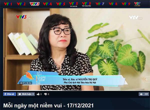 Tiến sĩ, Bác sĩ Nguyễn Thị Quỹ chia sẻ về chủ đề bệnh trĩ mùa đông trong chương trình Mỗi ngày một niềm vui – VTV3
