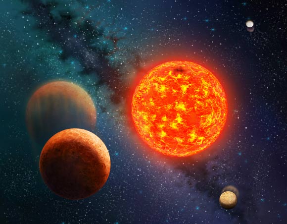Ngôi sao mẹ Kepler-138 và ba hành tinh thú vi của nó - Ảnh: SETI