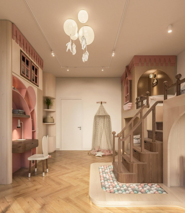 Vợ chồng Vân Trang có ba cô con gái nên họ bày
biện phòng ngủ cho các bé theo phong cách dễ thương.