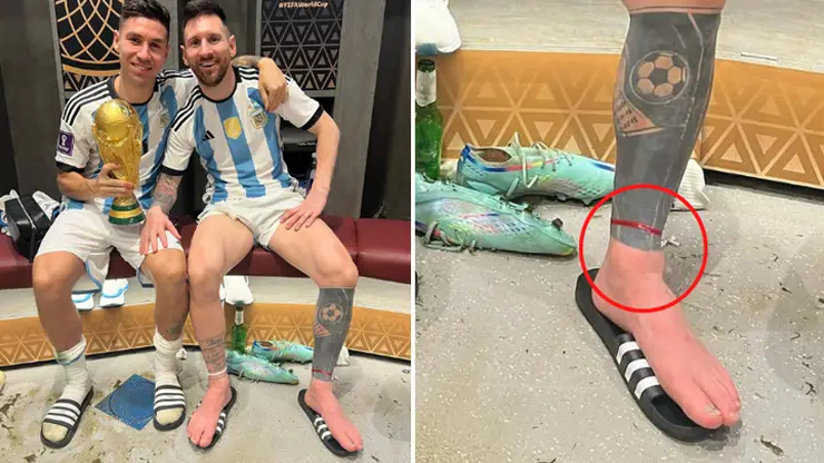 Messi được phát hiện đeo "bùa hộ mệnh" ở chân trái