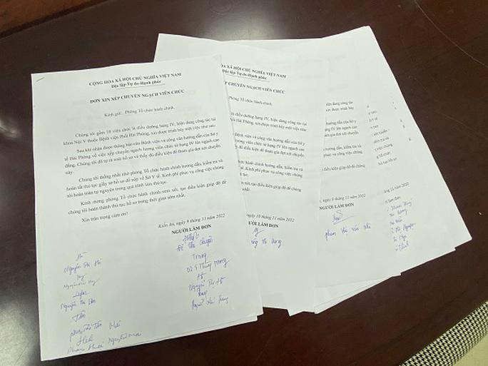 Đơn xin chuyển ngạch công chức của viên chức Bệnh viện Phổi Hải Phòng xác nhận việc tự nguyện nộp tiền cho Phòng tổ chức - Hành chính bệnh viện