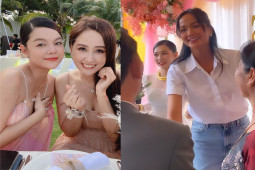 Đời sống Showbiz - Sao Việt đi ăn cưới: Minh Hằng mặc "mỏng như sương", Phạm Quỳnh Anh phải che chắn