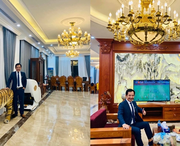 Bên trong biệt thự được trang hoàng lộng lẫy với những món đồ nội thất đắt đỏ. Trong đó có nhiều đồ trang trí là thành quả tích lũy trong nhiều năm đi lưu diễn khắp nơi của nghệ sĩ Quang Tèo.
