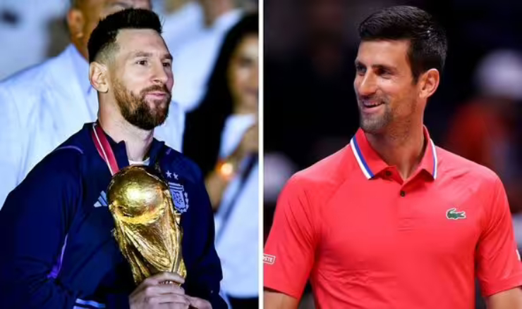 Djokovic (bên phải) muốn tennis vĩ đại như bóng đá của Messi (trái)