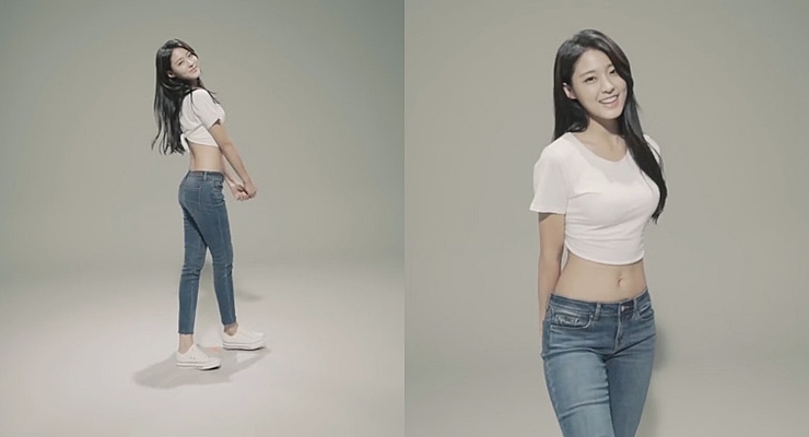 Seol Hyun diện quần cạp trễ trong một quảng cáo quần jean.