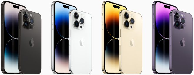4 phiên bản màu của iPhone 14 Pro/ iPhone 14 Pro Max.