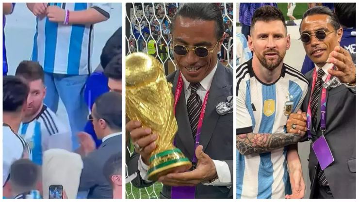 Messi khó chịu khi bị "Thánh rắc muối" kéo tay, đòi chụp ảnh sau chung kết World Cup