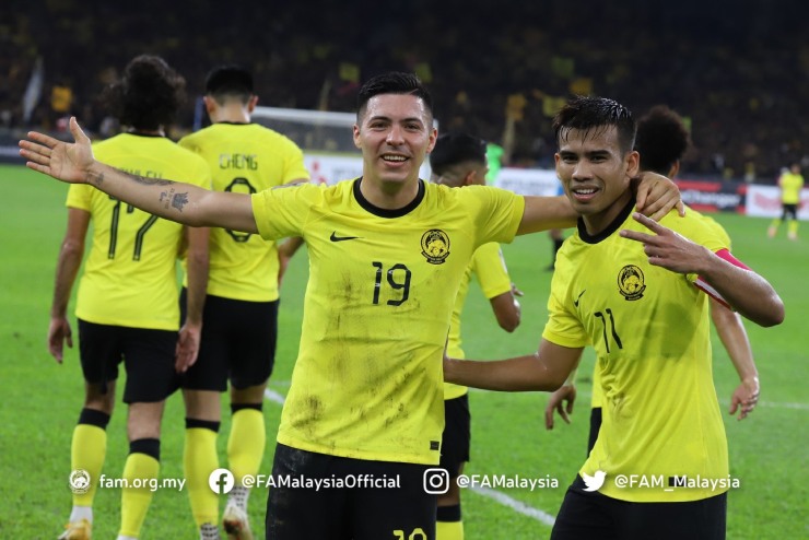 Aguero (số 19) và Malaysia đại thắng Lào