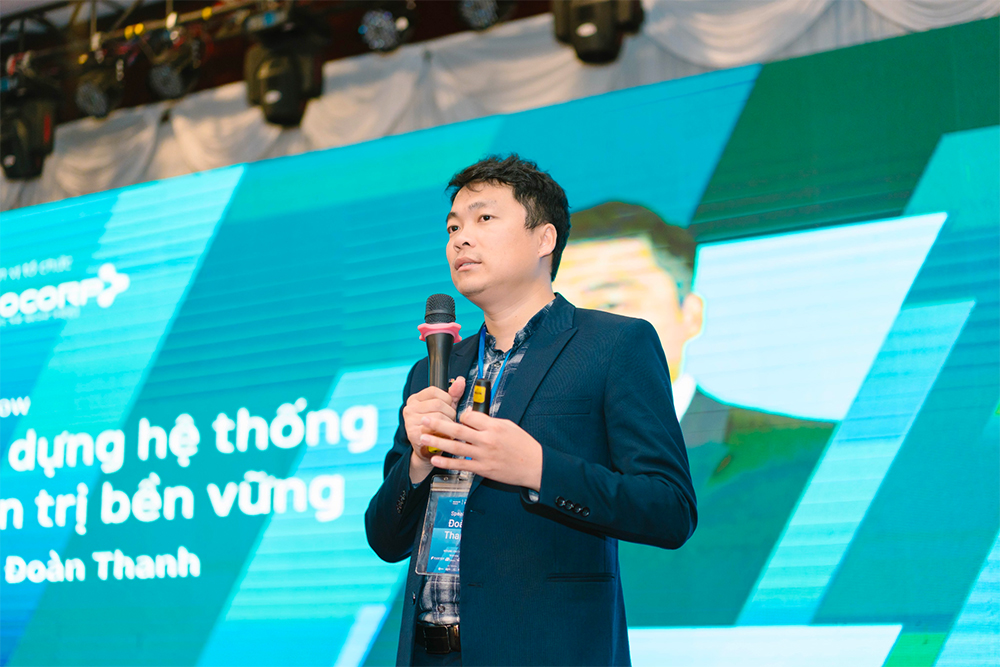 Ông Đoàn Thanh - Tổng Giám đốc đơn vị tổ chức chương trình (Docorp JSC), đồng thời là diễn giả phát biểu khai mạc chương trình.