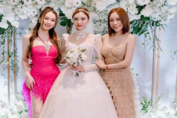 Thời trang - Vợ trẻ kém 12 tuổi của Tuấn Hưng mặc váy xẻ tà cao, "áp đảo" khách mời tiệc cưới