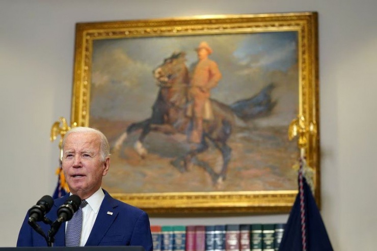 Tổng thống Mỹ Joe Biden trong cuộc họp báo tại Nhà Trắng, thủ đô Washington D.C (Mỹ) ngày 1-10. Ảnh: REUTERS