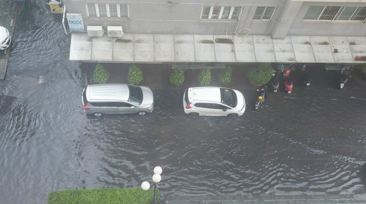 Khu dân cư Hiệp Thành 3 cũng bị ngập. Ảnh: Người dân cung cấp